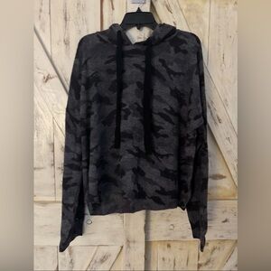 Aqua 100% Cashmere Camo Army Women's Hoodie Sweater Drawstring Size XXL $198 NWT